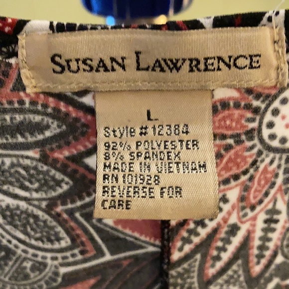 Susan Lawerence unique pattern top with wide black middle band L - Picture 4 of 10